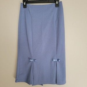 NWT Belle Poque Midi Stretch Bodycon Bow Blue Skirt Size Medium
